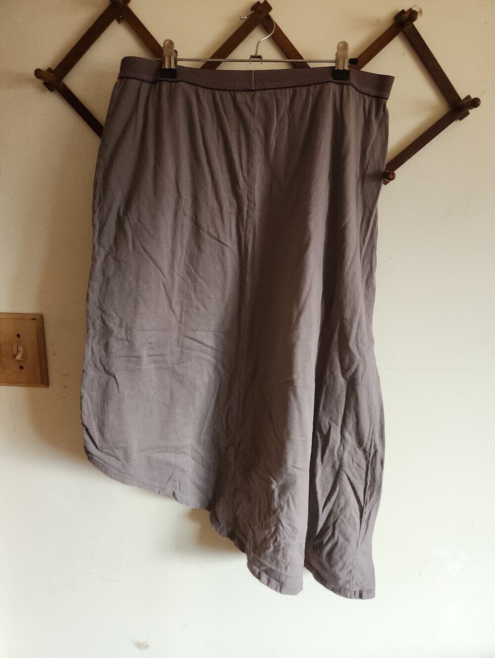 Vintage Fresh Produce Asymmetrical Midi Skirt Taupe Gray Usa Made Cotton Large